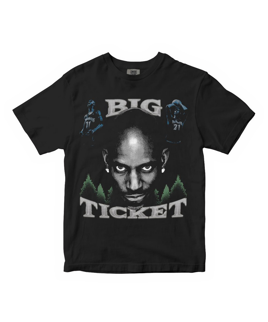 Vintage Kevin Garnett, Big Ticket, black graphic tee on Comfort Colors 1717