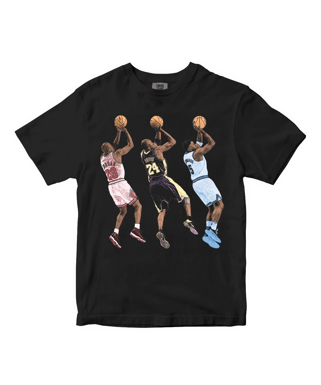 Anthony Edwards Michael Jordan and Kobe Bryant fadeaway jumper graphic tee on Comfort Colors 1717
