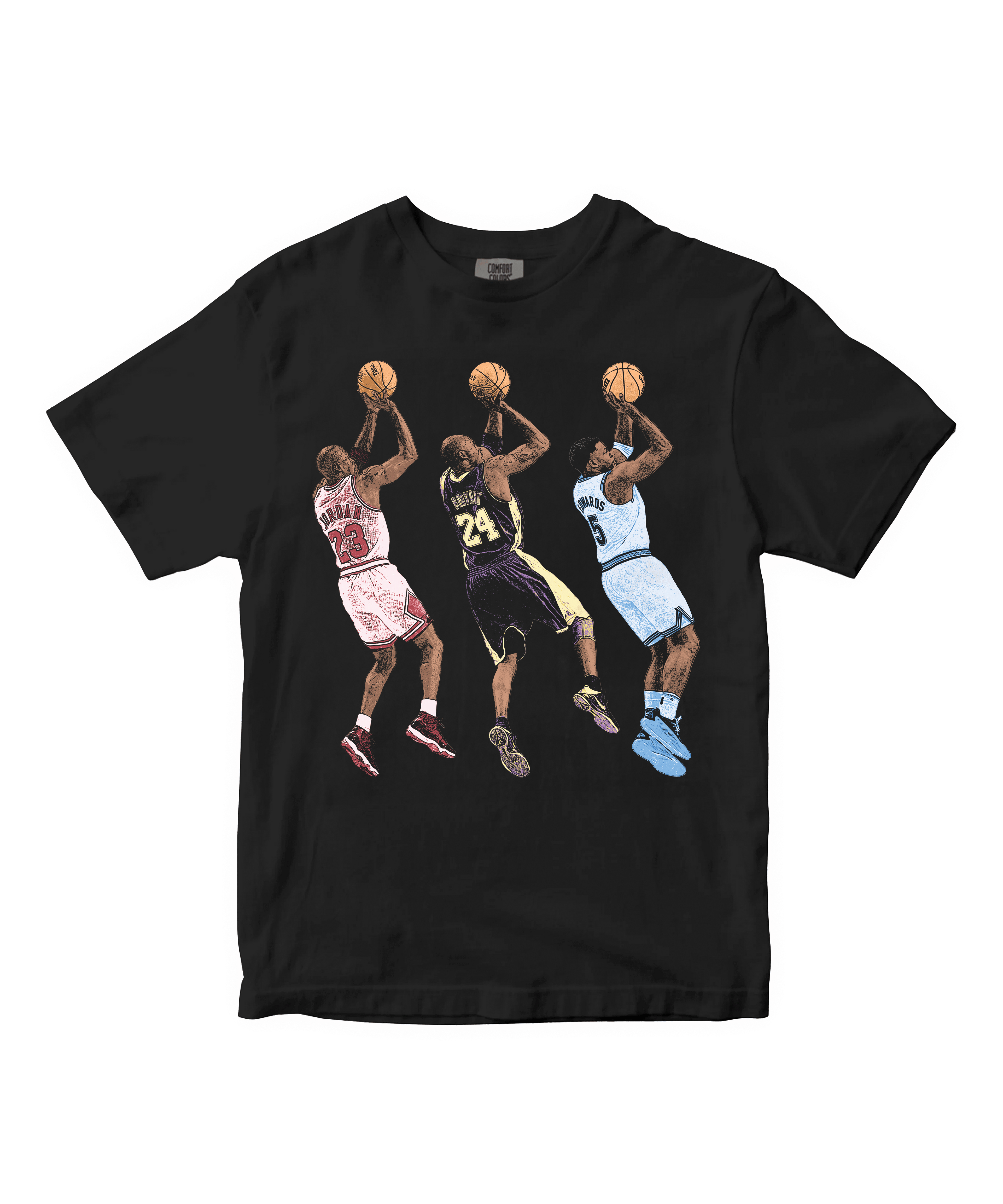 Anthony Edwards Michael Jordan and Kobe Bryant fadeaway jumper graphic tee on Comfort Colors 1717