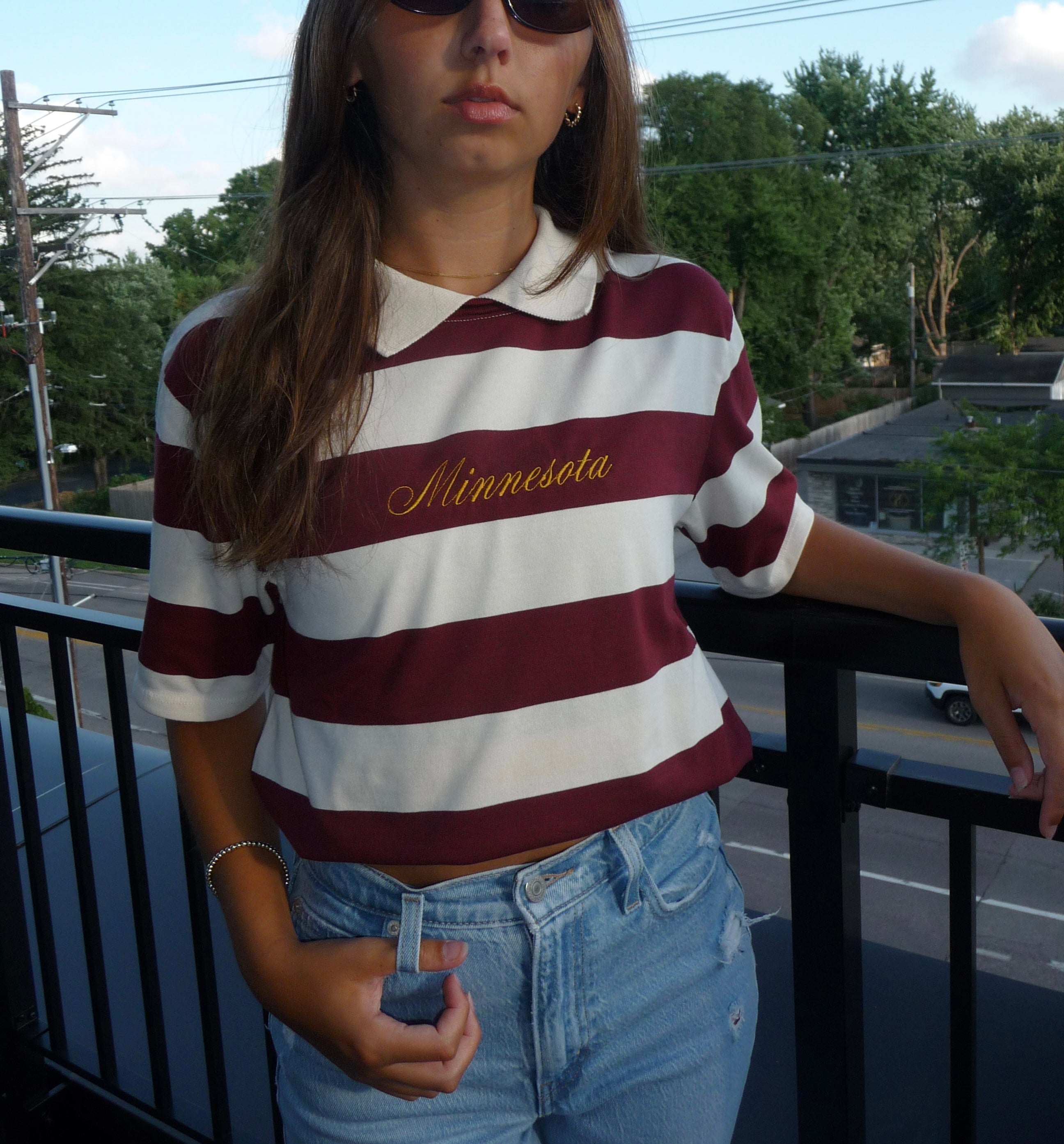 Embroidered Minnesota Tee - Vintage Maroon