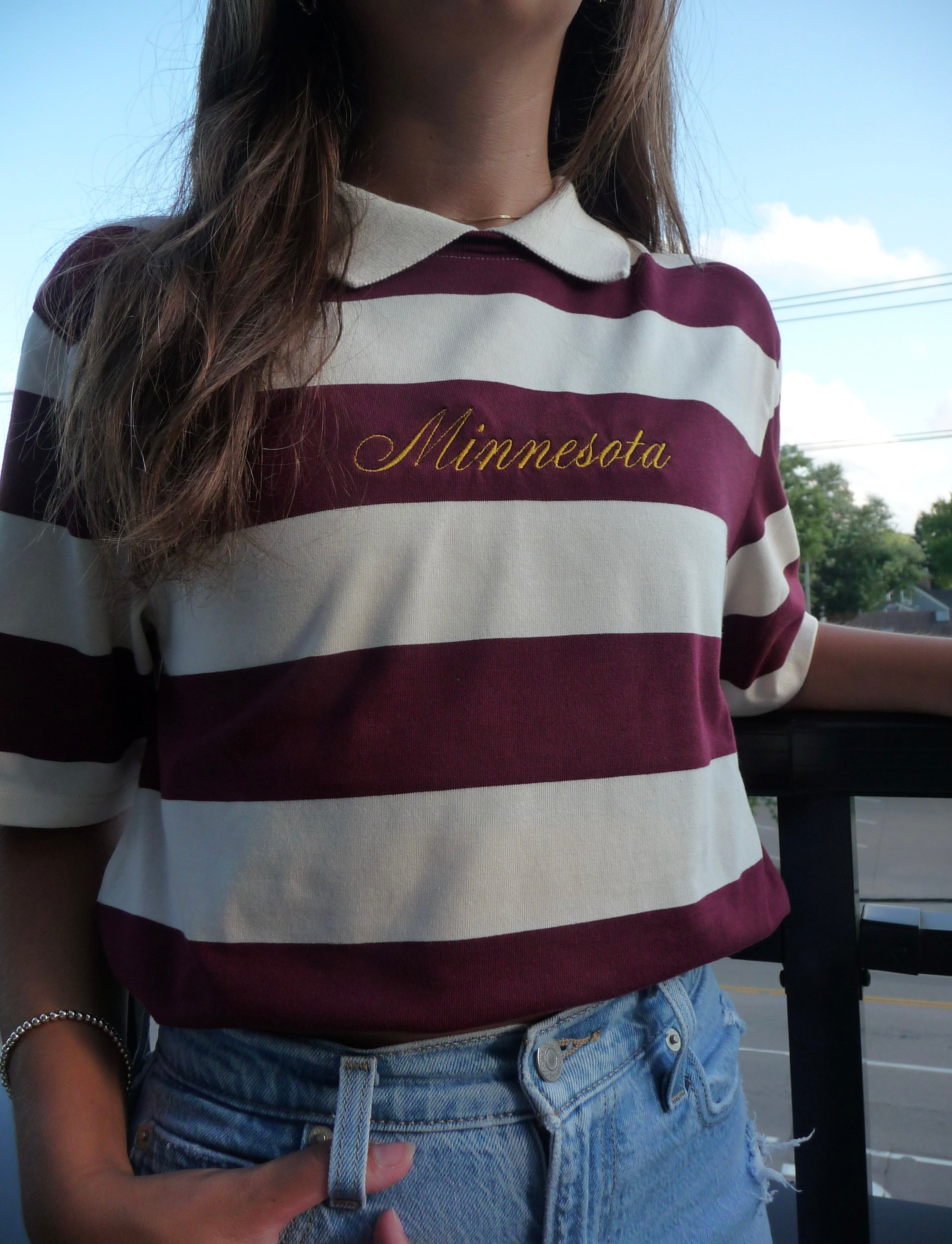 Embroidered Minnesota Tee - Vintage Maroon