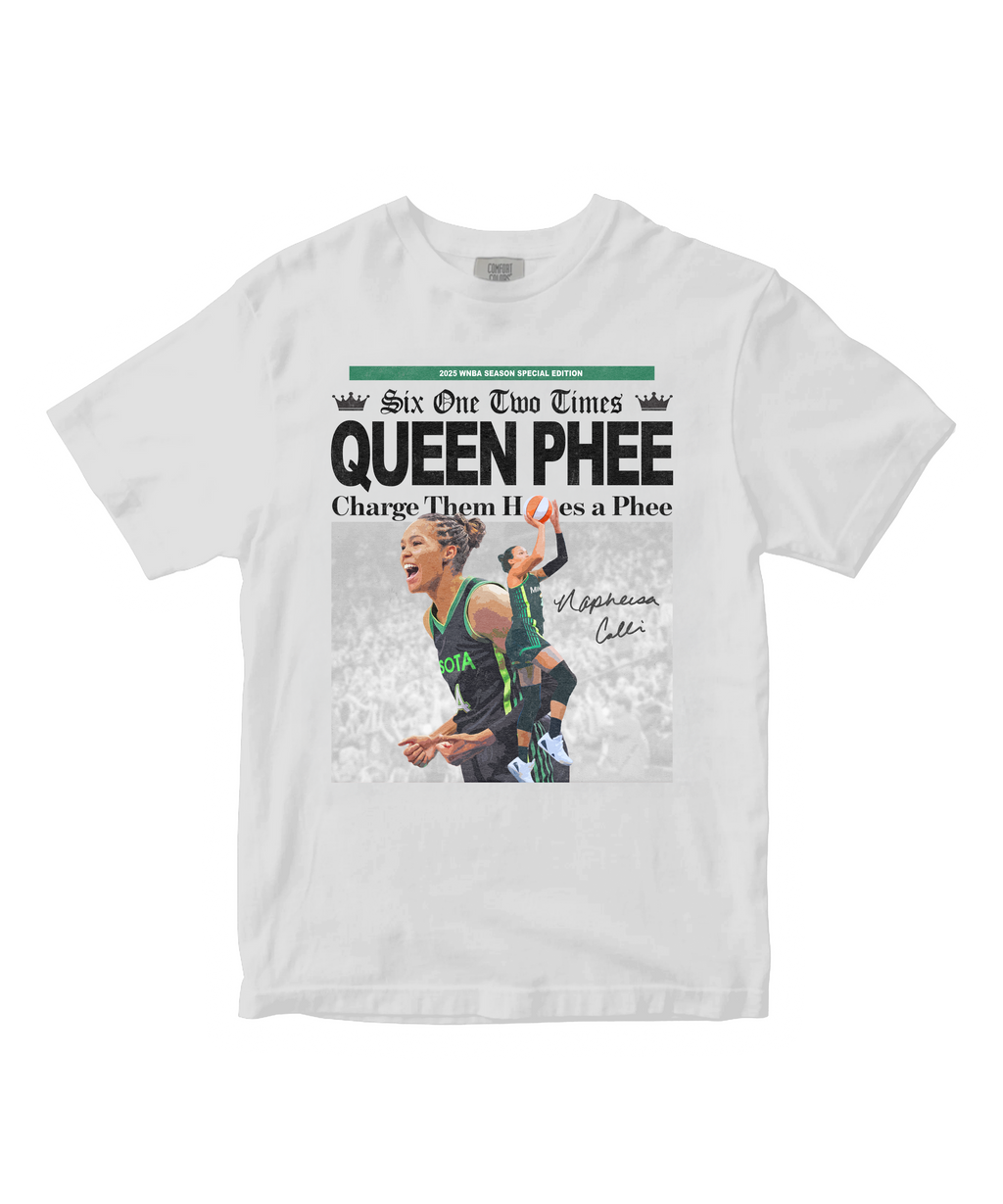 Napheesa Collier, Queen Phee, white graphic tee on Comfort Colors 1717