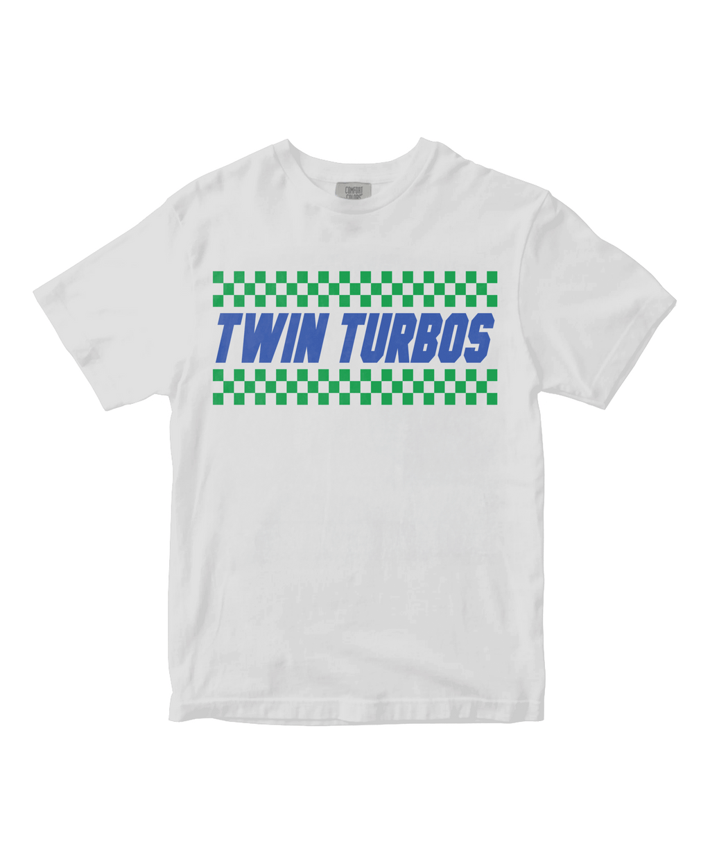 Twin Turbos, Ayo Dosunmu and Bones Hyland, white graphic tee on Comfort Colors 1717
