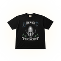Vintage-style, Black Comfort Colors t-shirt with graphic design of Kevin Garnett and text 'Big Ticket'