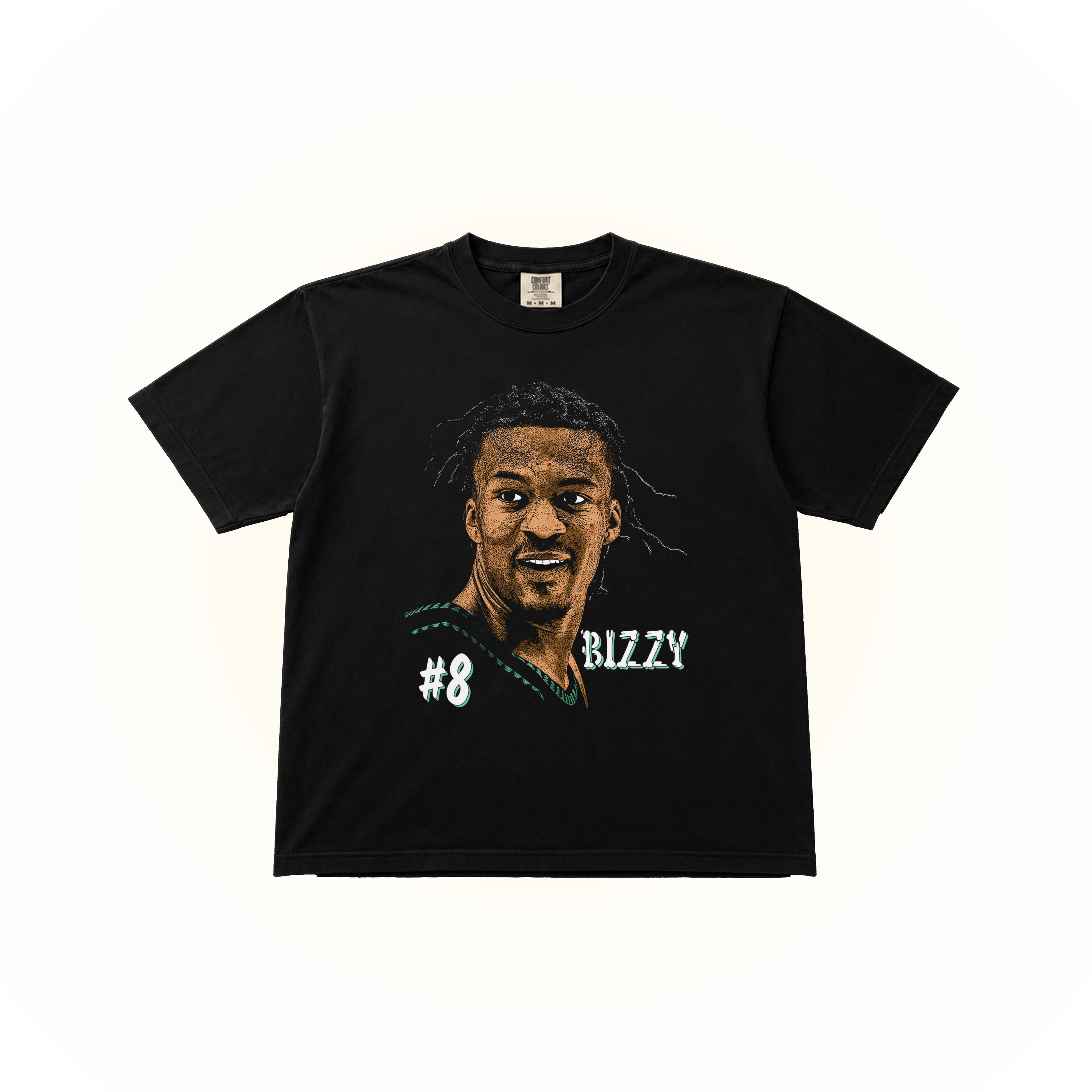 Vintage style Bones "Bizzy" Hyland graphic on a black Comfort Colors t-shirt