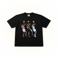 Vintage style fadeaway graphic from three GOATs, Michael Jordan, Kobe Bryant, and Anthony Edwards on a black Comfort Colors t-shirt