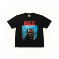 Black Comfort Colors t-shirt with graphic design of Naz Reid as Jaws the shark
