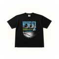 Vintage-style, Minnesota basketball graphic on a black Comfort Colors t-shirt. This design shows Minneapolis calling Minnesota the state of basketball.