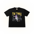 Black retro graphic t-shirt with 'The Thrill' print on Comfort Colors 1717 cotton