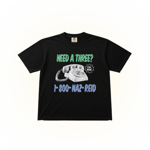 Vintage style 1-800 Naz REID graphic on a black Comfort Colors t-shirt