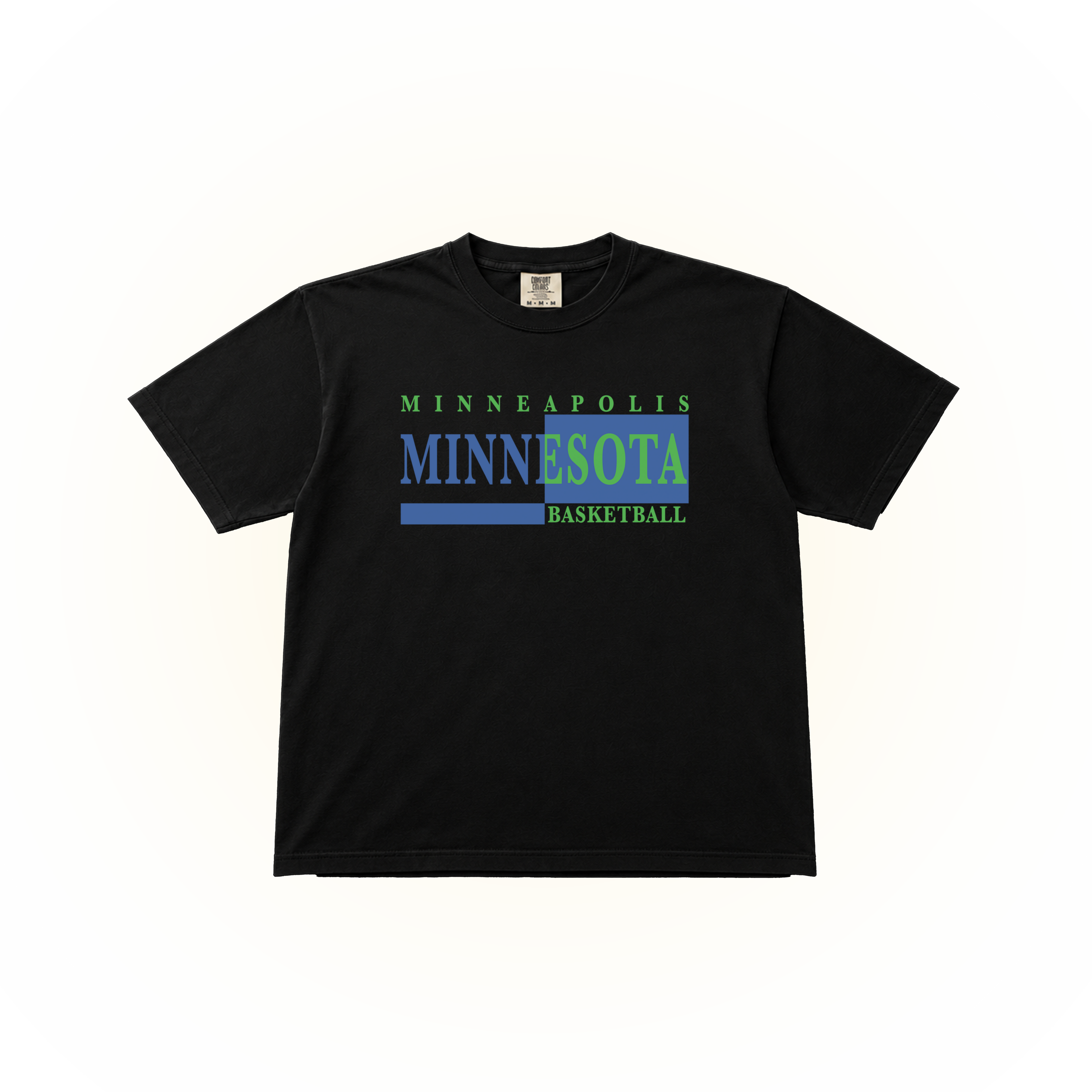 Vintage-style Minnesota Basketball graphic on a black Comfort Colors t-shirt