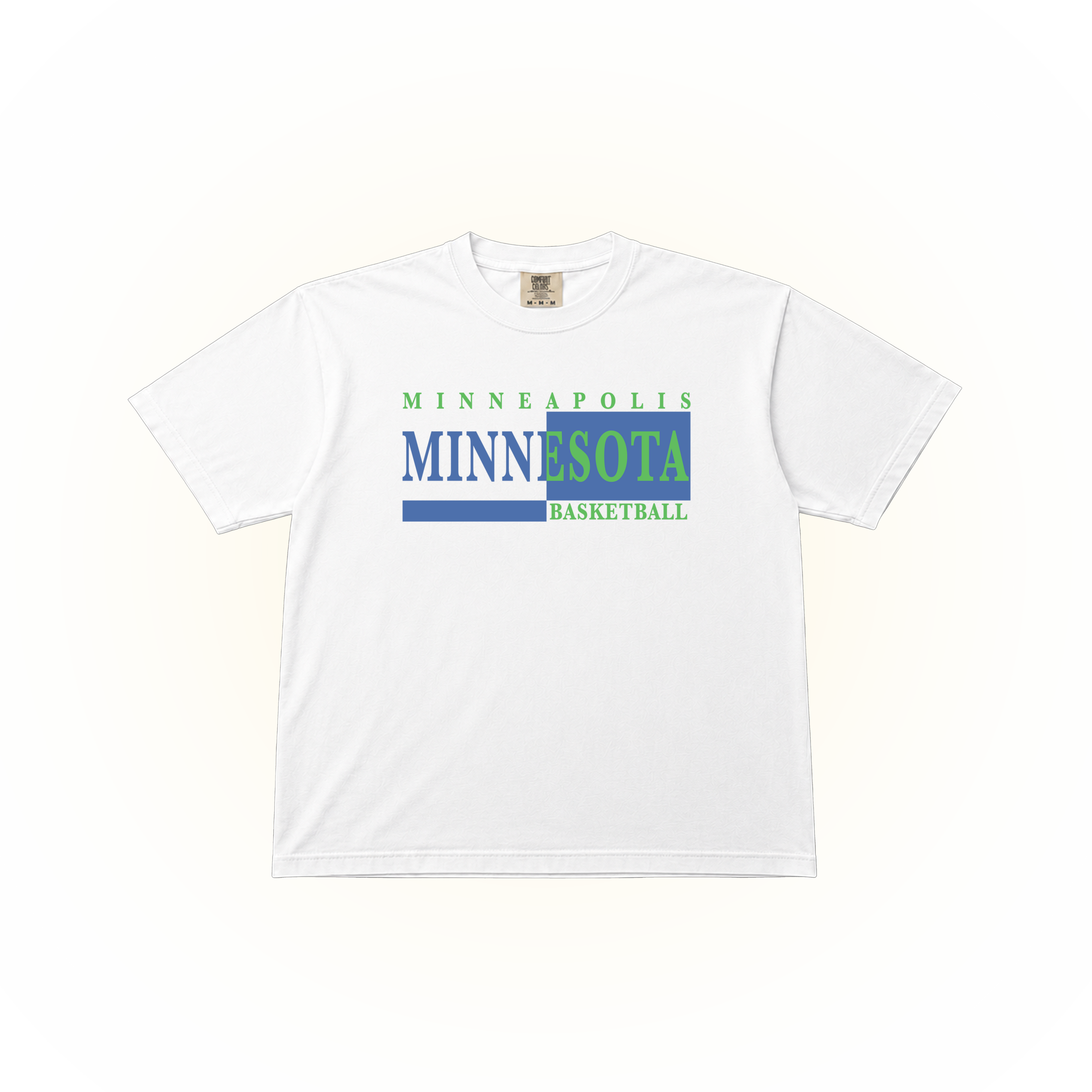 Vintage-style Minnesota Basketball graphic on a white Comfort Colors t-shirt