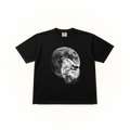 Vintage-style, Minnesota basketball graphic of a wolf howling at a basketball moon on a black Comfort Colors t-shirt