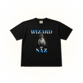 Black Comfort Colors t-shirt with a graphic of a wizard and text 'Wizard of Naz'